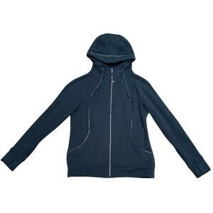 Lululemon Scuba Hoodie Plush Velour Size 12 Dk Blue Silver Zip Hoodie